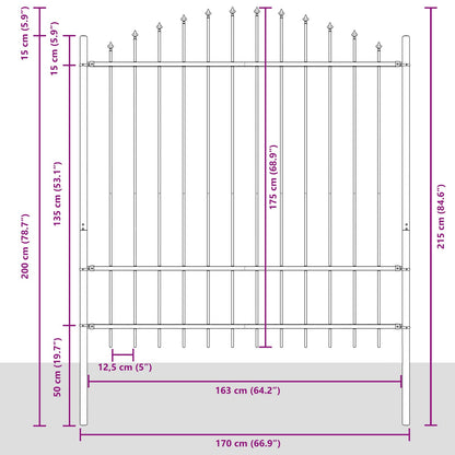 Zahradní Plot Woerden 170 X 215 Cm Práškově Lakovaná Ocel Bílá