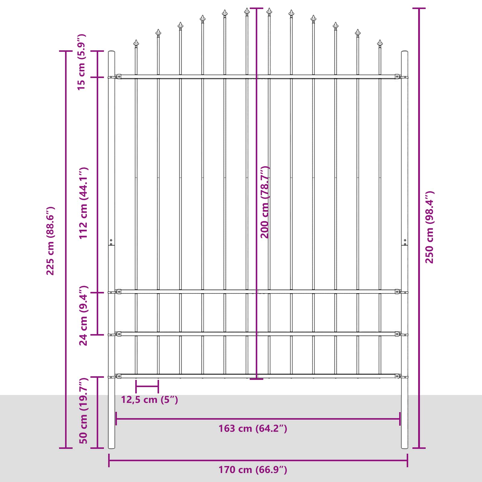 Zahradní Plot Woerden 170 X 225 Cm Práškově Lakovaná Ocel Bílá