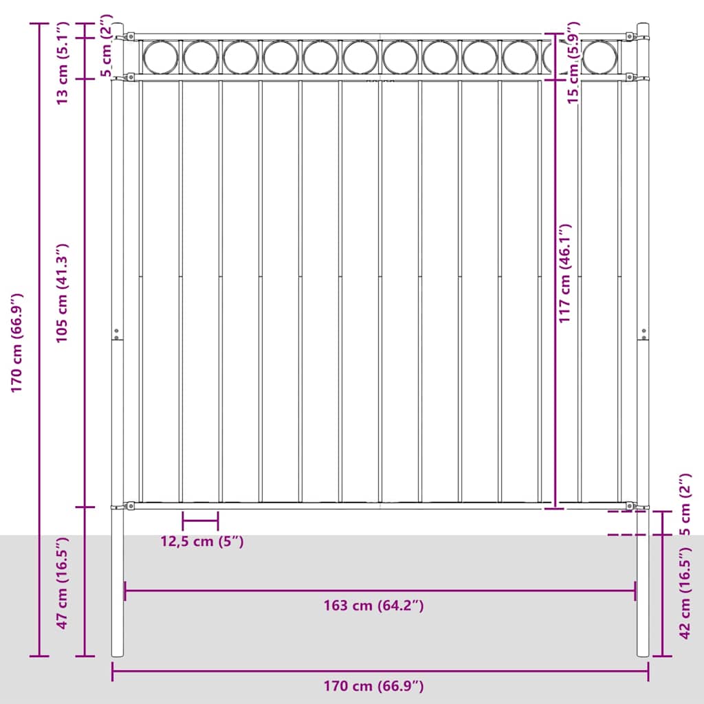 Prvek Plotu Assen 170 X 170 Cm Ocel Bílá