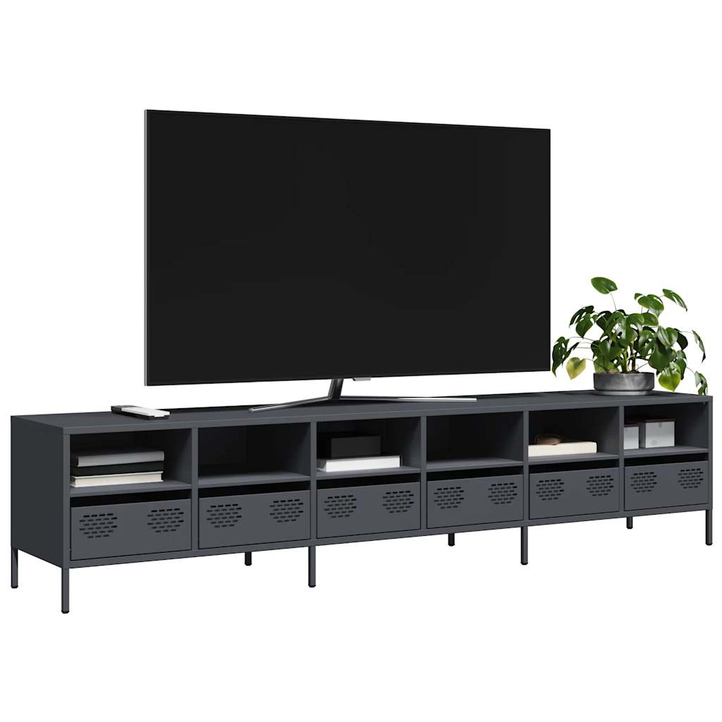 Tv Skříňka Černá 68 X 39 X 43,5 Cm Ocel Válcovaná Za Studena