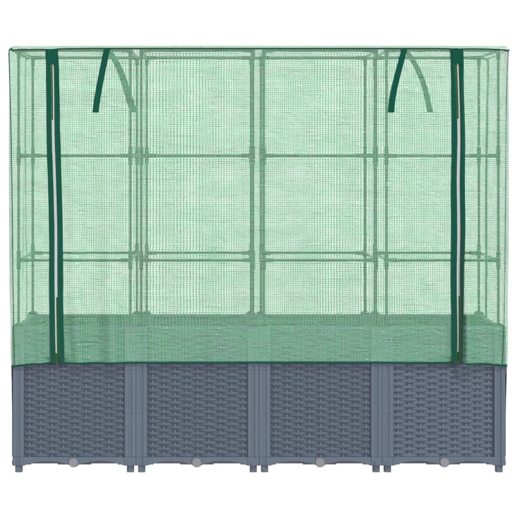 Vyvýšený Záhon Se Skleníkem Ratanový Vzhled 160 X 40 X 153 Cm