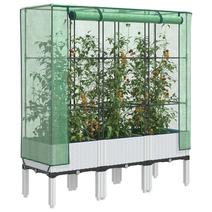 Vyvýšený Záhon Se Skleníkem Ratanový Vzhled