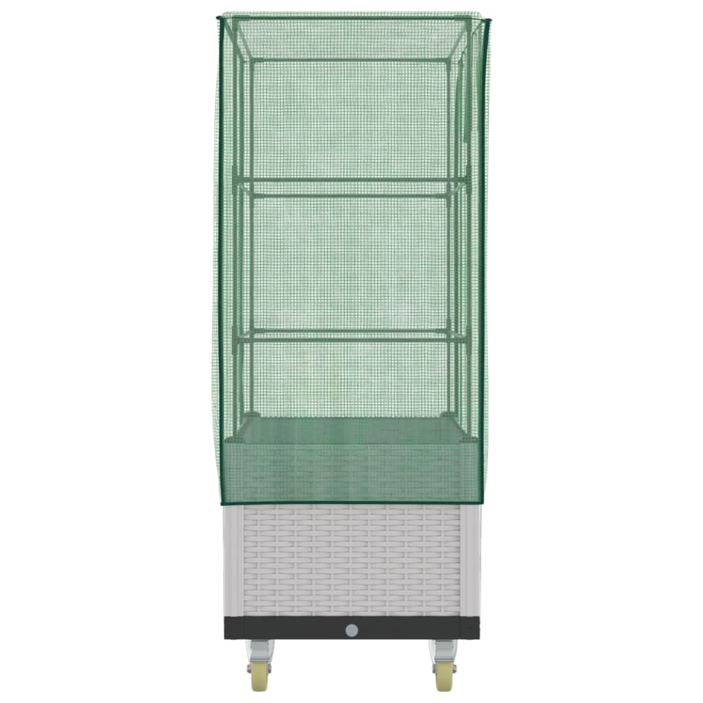 Vyvýšený Záhon S Kolečky A Skleník Ratanový Vzhled 80X50X182 Cm