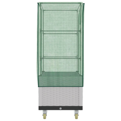 Vyvýšený Záhon S Kolečky A Skleník Ratanový Vzhled 80X50X182 Cm