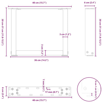 Nohy Konferenčního Stolku Ve Tvaru U, 2 Ks, Černé, 40 X (30-31) Cm, Ocel