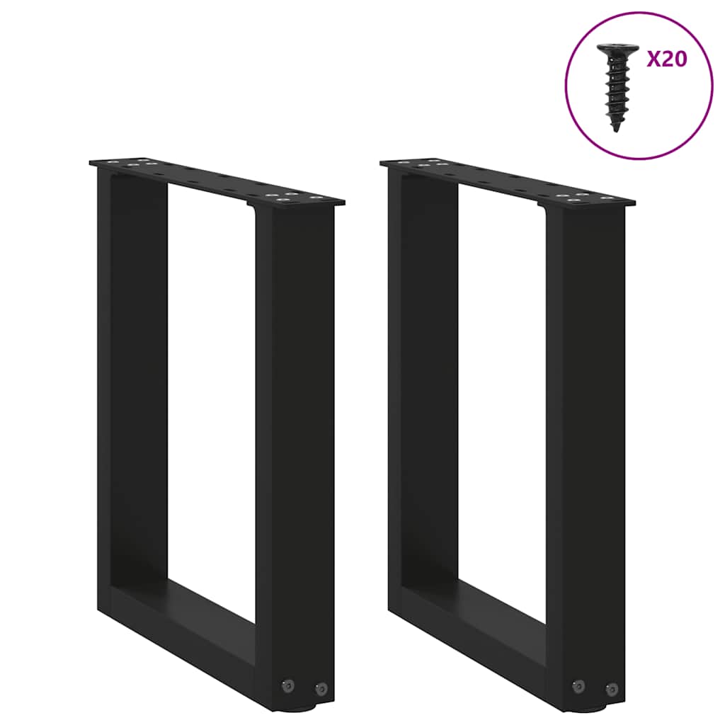 Nohy Konferenčního Stolku Ve Tvaru U, 2 Ks, Černé, 38 X (42-43) Cm, Ocel