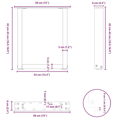 Nohy Konferenčního Stolku Ve Tvaru U, 2 Ks, Černé, 38 X (42-43) Cm, Ocel