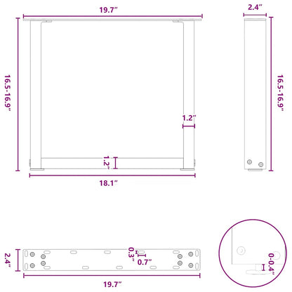 Nohy Konferenčního Stolku Ve Tvaru U, 2 Ks, Černé, 50 X (42-43) Cm, Ocel