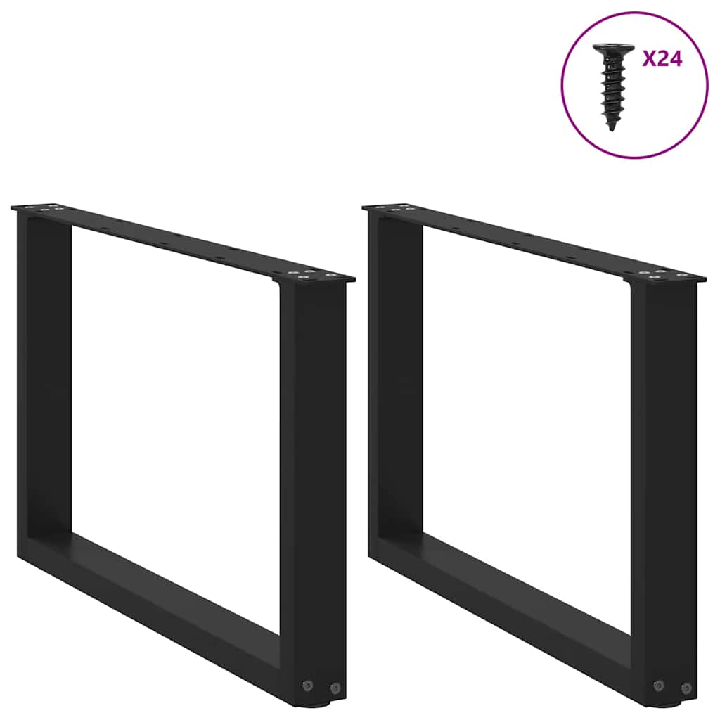 Nohy Konferenčního Stolku Ve Tvaru U, 2 Ks, Černé, 60 X (42-43) Cm, Ocel