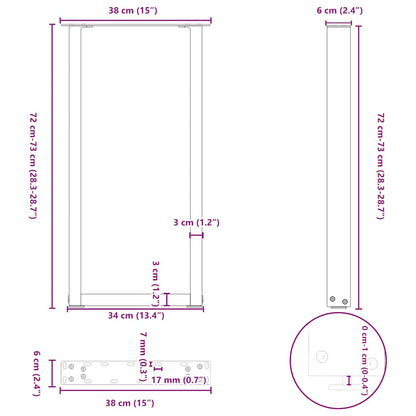 Nohy Konzolového Stolku Ve Tvaru U, 2 Ks, Černé, 38 X (72-73) Cm, Ocel