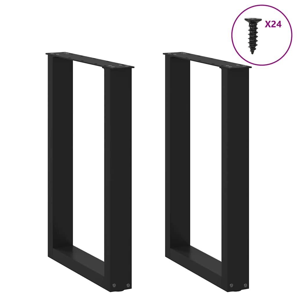 Nohy K Jídelnímu Stolu Ve Tvaru U, 2 Ks, Černé, 50 X (72-73) Cm, Ocel