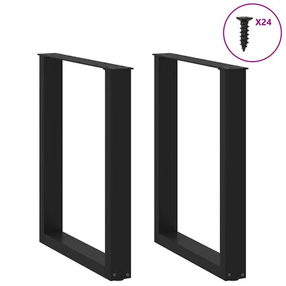 Nohy K Jídelnímu Stolu Ve Tvaru U, 2 Ks, Černé, 60 X (72-73) Cm, Ocel