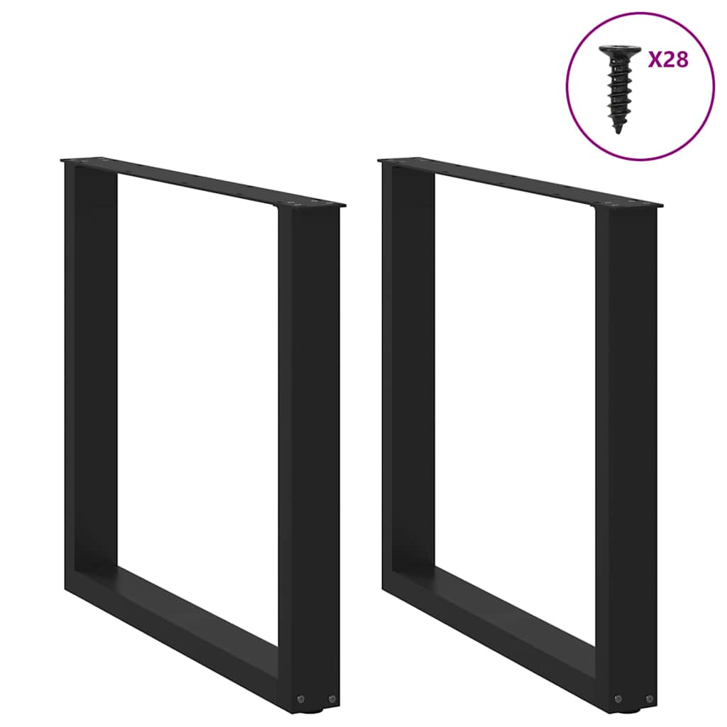 Nohy K Jídelnímu Stolu Ve Tvaru U, 2 Ks, Černé, 80 X (72-73) Cm, Ocel