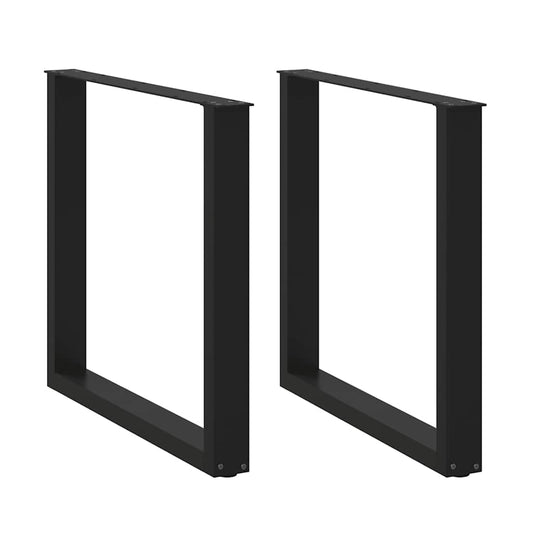 Nohy K Jídelnímu Stolu Ve Tvaru U, 2 Ks, Černé, 90 X (72-73) Cm, Ocel
