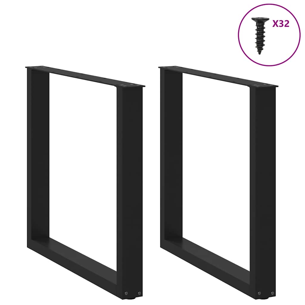 Nohy K Jídelnímu Stolu Ve Tvaru U, 2 Ks, Černé, 90 X (72-73) Cm, Ocel