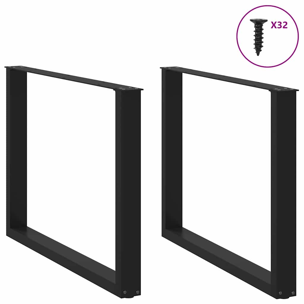Nohy K Jídelnímu Stolu Ve Tvaru U, 2 Ks, Černé, 100 X (72-73) Cm, Ocel