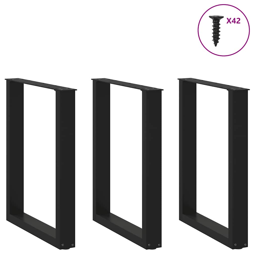 Nohy K Jídelnímu Stolu Ve Tvaru U, 3 Ks, Černé, 70 X (72-73) Cm, Ocel