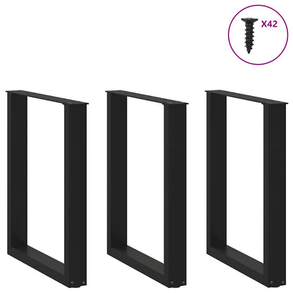 Nohy K Jídelnímu Stolu Ve Tvaru U, 3 Ks, Černé, 70 X (72-73) Cm, Ocel