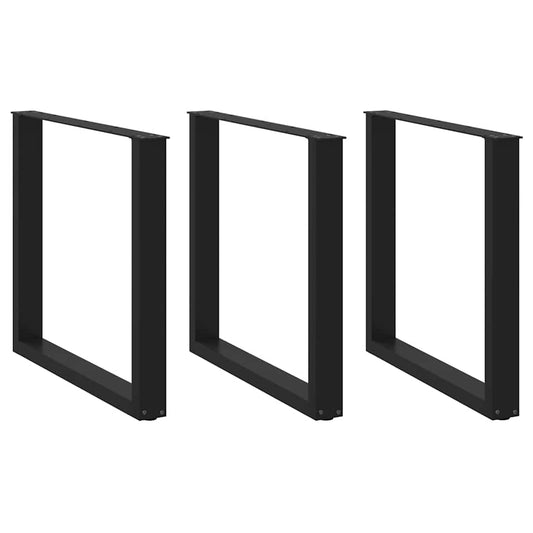 Nohy K Jídelnímu Stolu Ve Tvaru U, 3 Ks, Černé, 80 X (72-73) Cm, Ocel