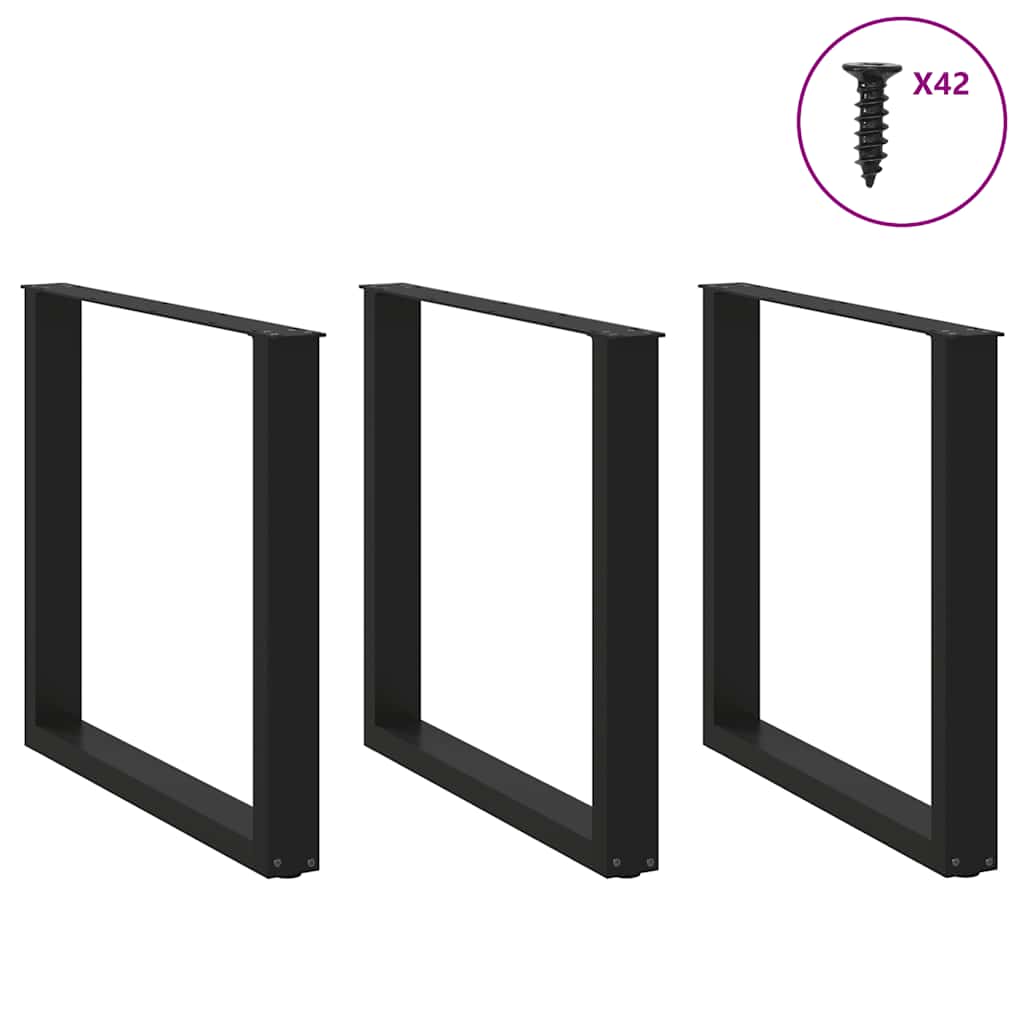 Nohy K Jídelnímu Stolu Ve Tvaru U, 3 Ks, Černé, 80 X (72-73) Cm, Ocel