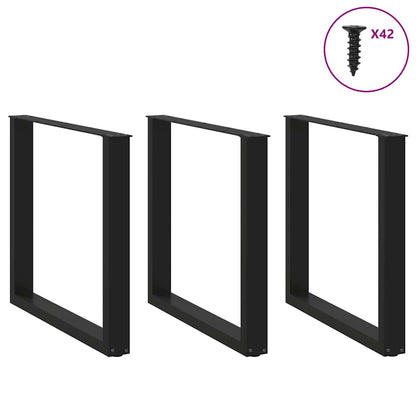 Nohy K Jídelnímu Stolu Ve Tvaru U, 3 Ks, Černé, 80 X (72-73) Cm, Ocel