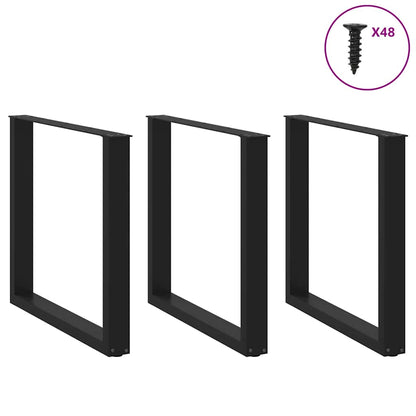Nohy K Jídelnímu Stolu Ve Tvaru U, 3 Ks, Černé, 90 X (72-73) Cm, Ocel
