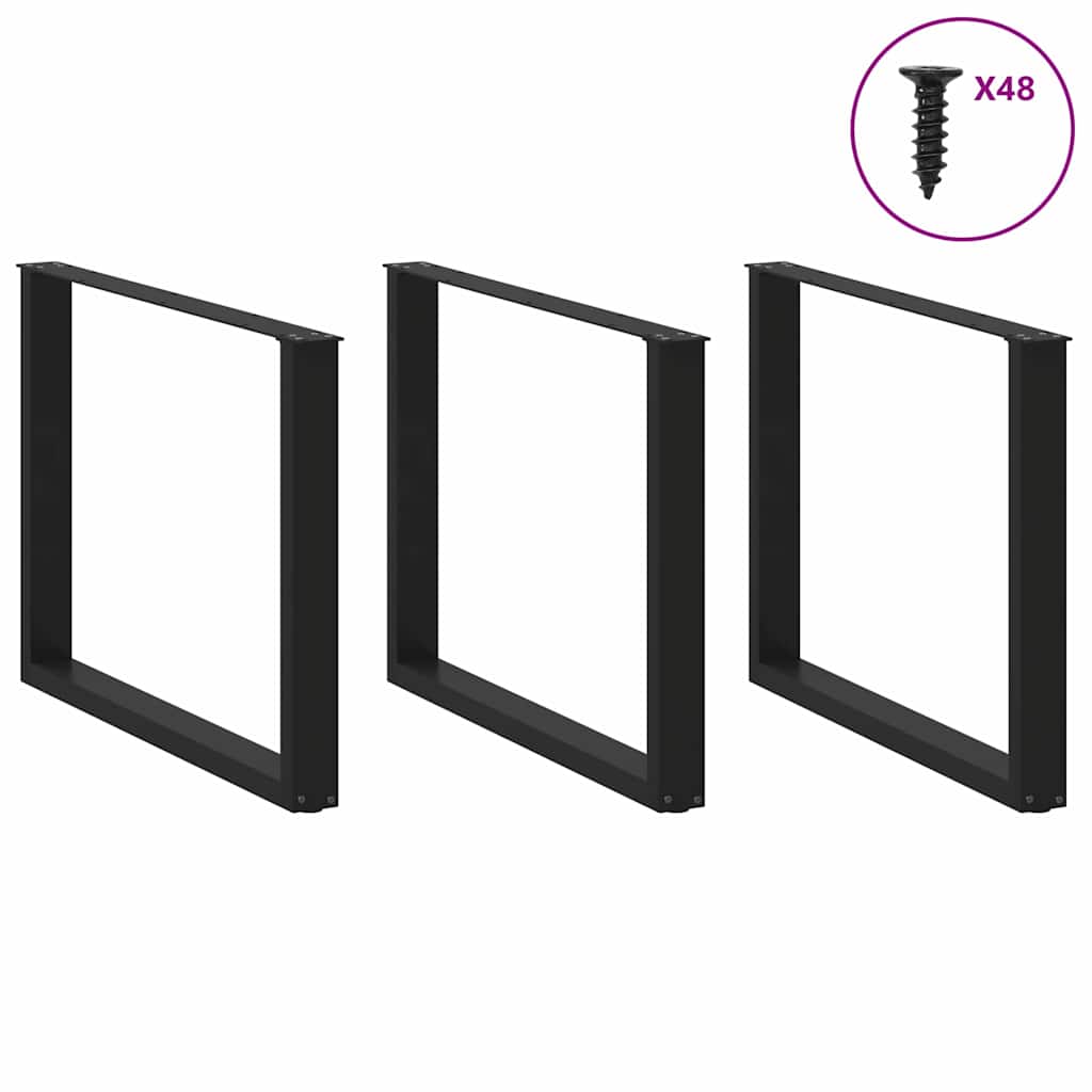 Nohy K Jídelnímu Stolu Ve Tvaru U, 3 Ks, Černé, 100 X (72-73) Cm, Ocel