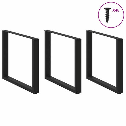 Nohy K Jídelnímu Stolu Ve Tvaru U, 3 Ks, Černé, 100 X (72-73) Cm, Ocel