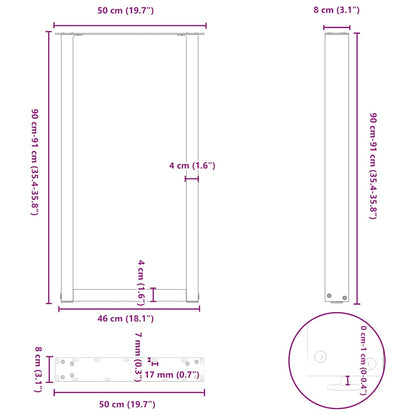 Nohy Barového Stolu Ve Tvaru U, 2 Ks, Černé, 50 X (90-91) Cm, Ocel