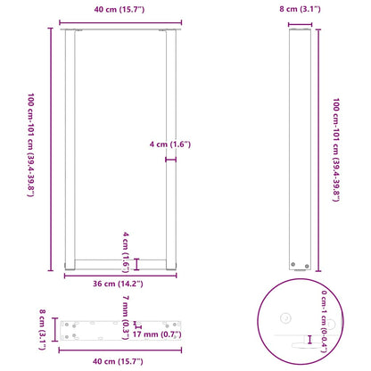 Nohy Barového Stolu Ve Tvaru U, 2 Ks, Černé, 40 X (100-101) Cm, Ocel