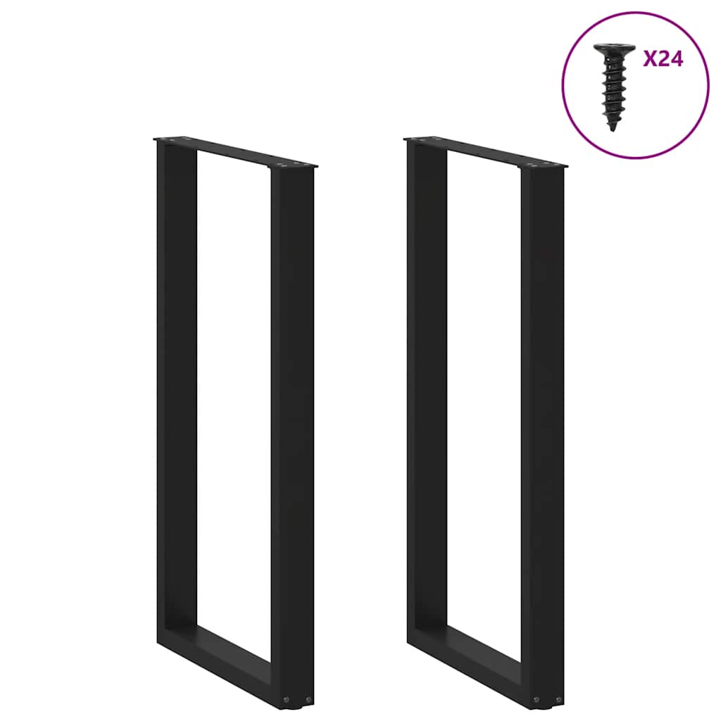 Nohy Barového Stolu Ve Tvaru U, 2 Ks, Černé, 60 X (110-111) Cm, Ocel