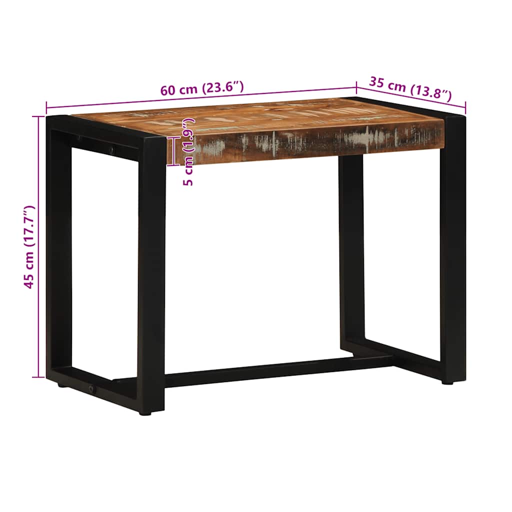 Lavice Vícebarevná 60 X 35 X 45 Cm Masivní Dřevo Recyklované