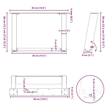 Nohy Konferenčního Stolku Ve Tvaru U 2 Ks Antracitové 40 X (30-31) Cm Ocelové