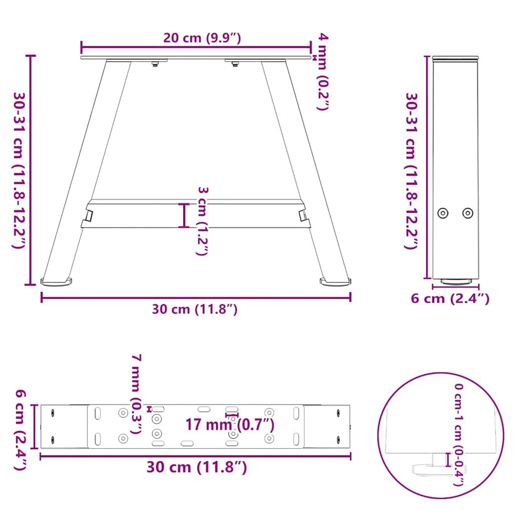 Nohy Konferenčního Stolku Ve Tvaru A, 2 Ks, Bílé, 30 X (30-31) Cm, Ocel