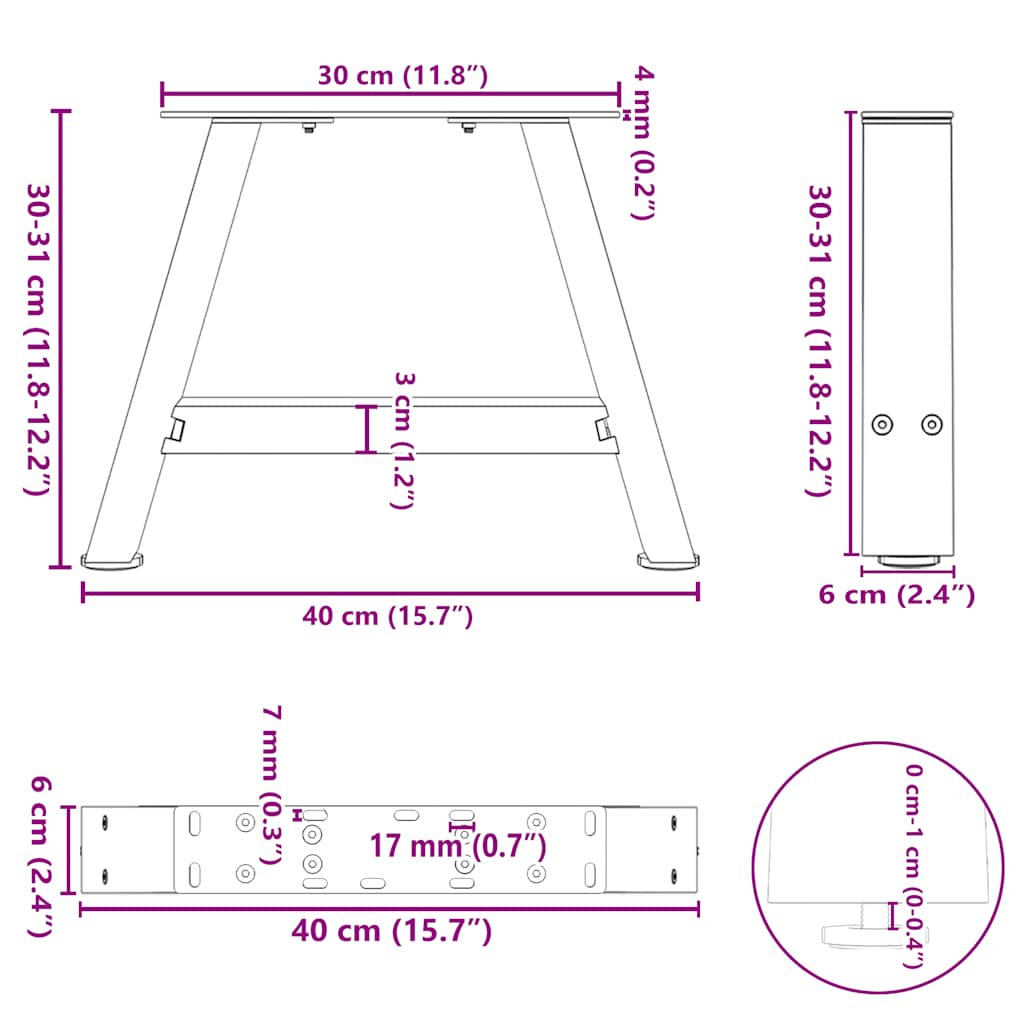 Nohy Konferenčního Stolku Ve Tvaru A, 2 Ks, Bílé, 40 X (30-31) Cm, Ocel