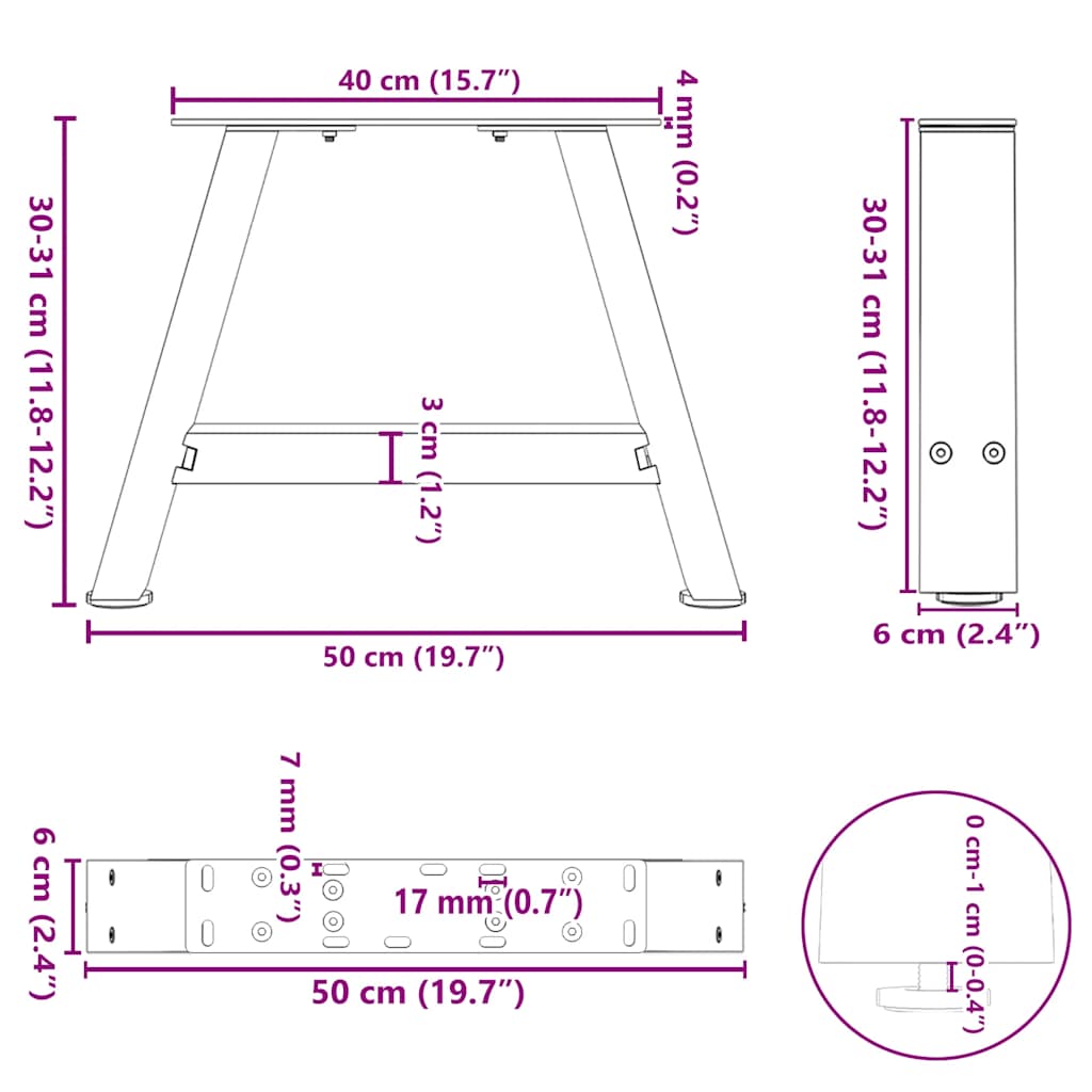Nohy Konferenčního Stolku Ve Tvaru A, 2 Ks, Bílé, 50 X (30-31) Cm, Ocel