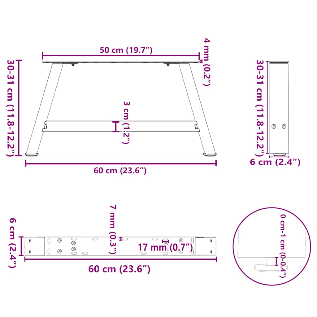 Nohy Konferenčního Stolku Ve Tvaru A, 2 Ks, Bílé, 60 X (30-31) Cm, Ocel