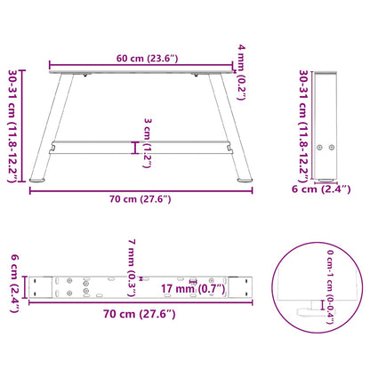 Nohy Konferenčního Stolku Ve Tvaru A, 2 Ks, 70 X (30-31) Cm, Ocel