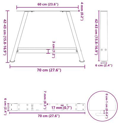 Nohy Konferenčního Stolku Ve Tvaru A, 2 Ks, Bílé, 70 X (42-43) Cm, Ocel