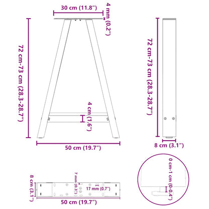 Nohy K Jídelnímu Stolu Ve Tvaru A, 2 Ks, Černé, 50 X (72-73) Cm, Ocel