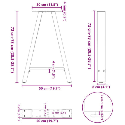 Nohy K Jídelnímu Stolu Ve Tvaru A, 2 Ks, 50 X (72-73) Cm, Ocel
