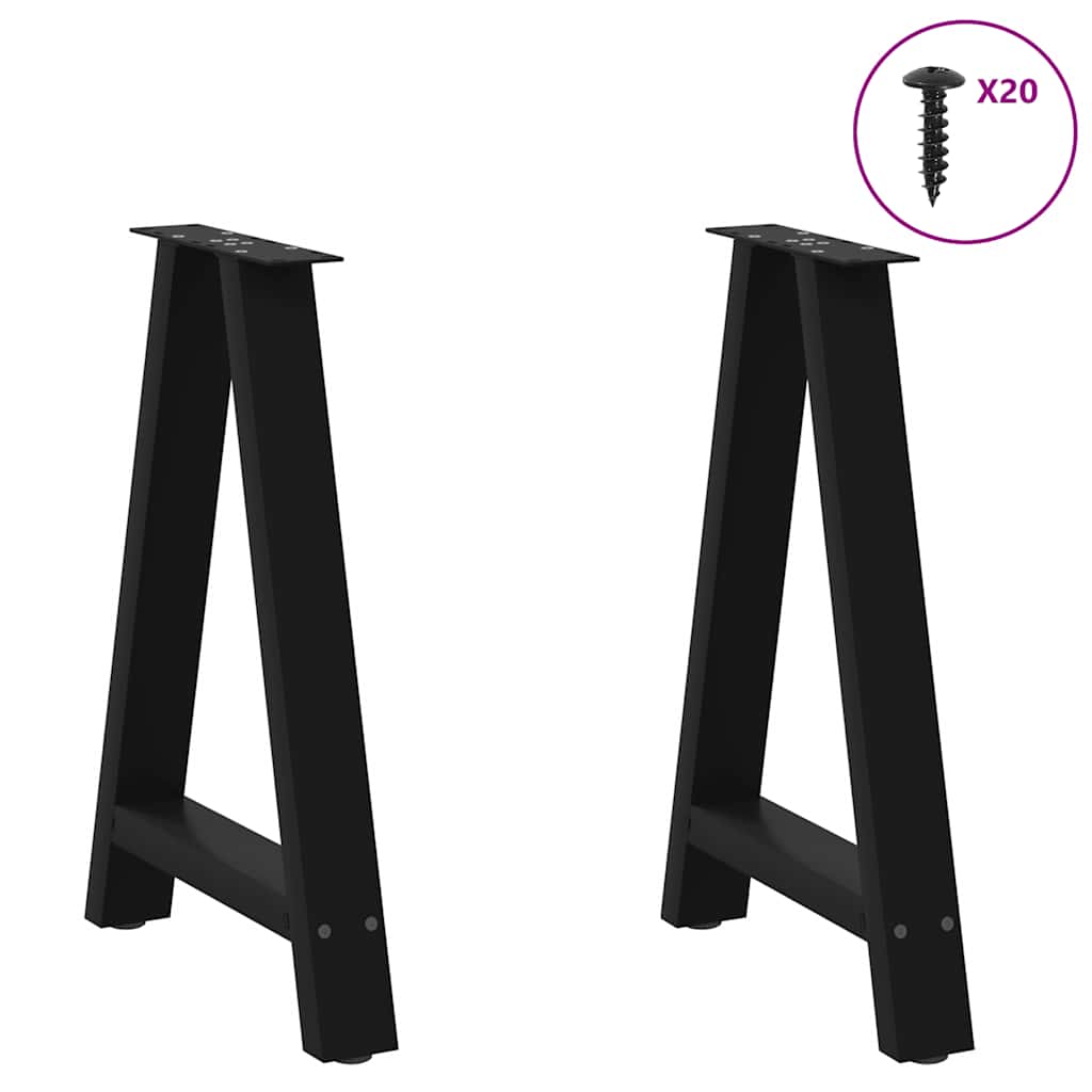 Nohy K Jídelnímu Stolu Ve Tvaru A, 2 Ks, Černé, 60 X (72-73) Cm, Ocel