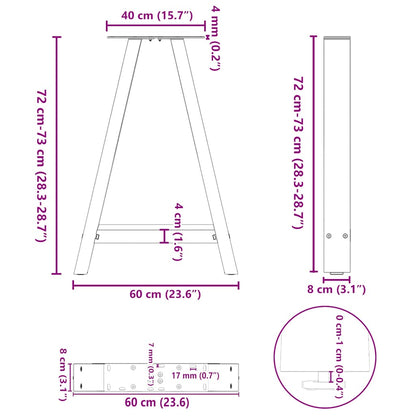 Nohy K Jídelnímu Stolu Ve Tvaru A, 2 Ks, 60 X (72-73) Cm, Ocel