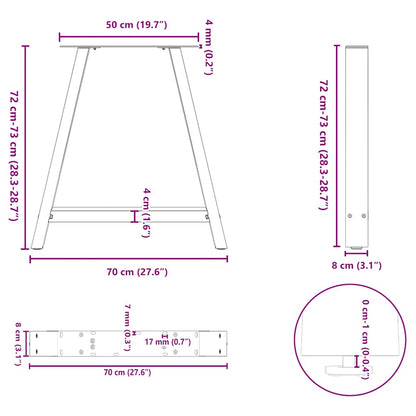 Nohy K Jídelnímu Stolu Ve Tvaru A, 2 Ks, Bílé, 70 X (72-73) Cm, Ocel