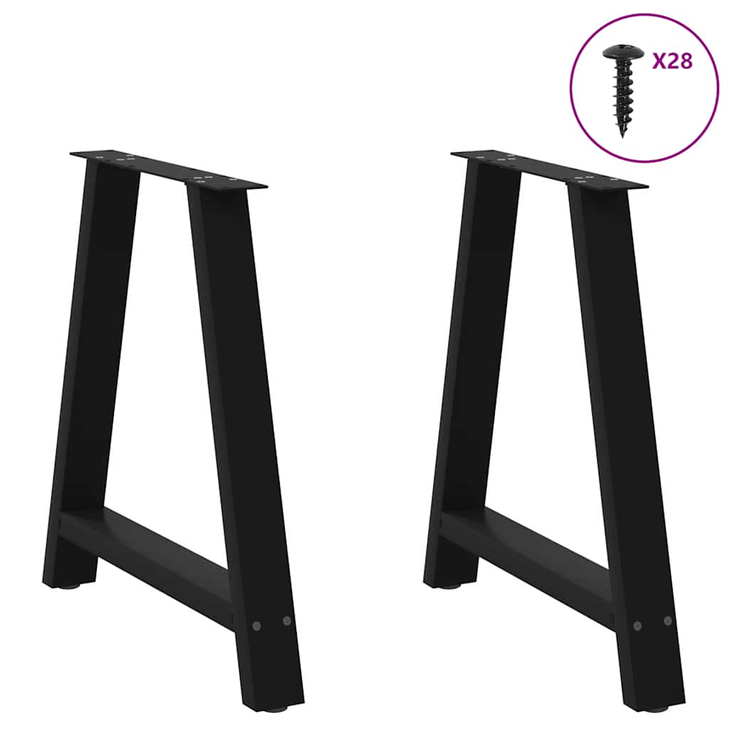 Nohy K Jídelnímu Stolu Ve Tvaru A, 2 Ks, Černé, 80 X (72-73) Cm, Ocel