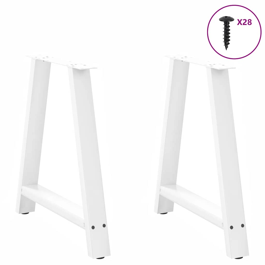 Nohy K Jídelnímu Stolu Ve Tvaru A, 2 Ks, Bílé, 80 X (72-73) Cm, Ocel