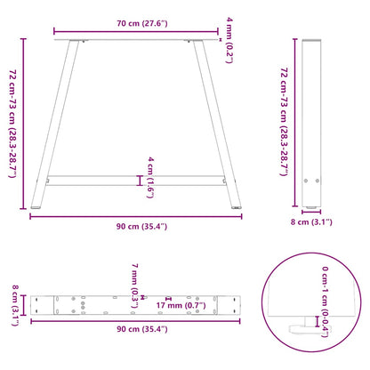 Nohy K Jídelnímu Stolu Ve Tvaru A, 2 Ks, Černé, 90 X (72-73) Cm, Ocel