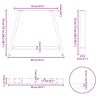 Nohy K Jídelnímu Stolu Ve Tvaru A, 2 Ks, Bílé, 90 X (72-73) Cm, Ocel