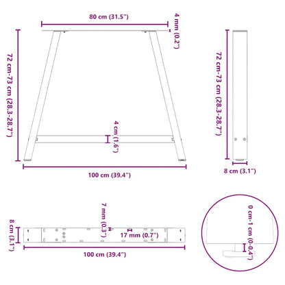 Nohy K Jídelnímu Stolu Ve Tvaru A, 2 Ks, Černé, 100 X (72-73) Cm, Ocel