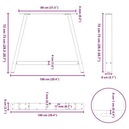 Nohy K Jídelnímu Stolu Ve Tvaru A, 2 Ks, Bílé, 100 X (72-73) Cm, Ocel
